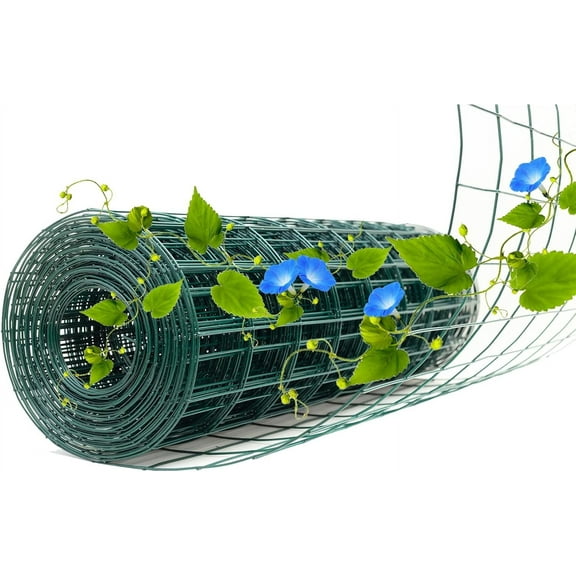 Green Metal Garden Fence, 72inch(H) x 100ft(L), 2 inch x 3 inch,14GA 2/3/4/5/6 Ft Tall Chicken Wire PVC Coated Welded Wire Mesh Roll for Dogs Border Yard Vegetable Plant Protection Poultry Netting