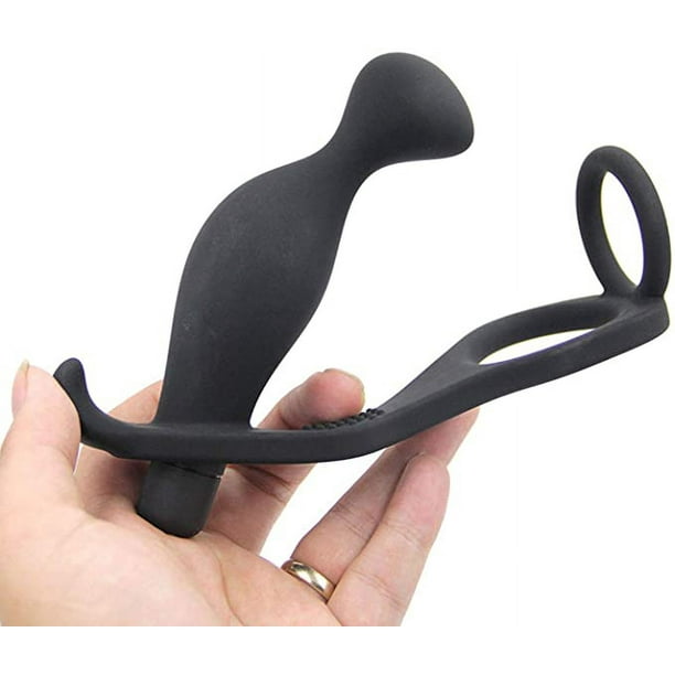 Masajeador de próstata masculino de silicona Vibrador Butt Plug Anal Masculino Juguetes sexuales para hombres Masajeador de próstata - Anillo vibrante para pene Anillo de pene Juguetes anales Butt Plu
