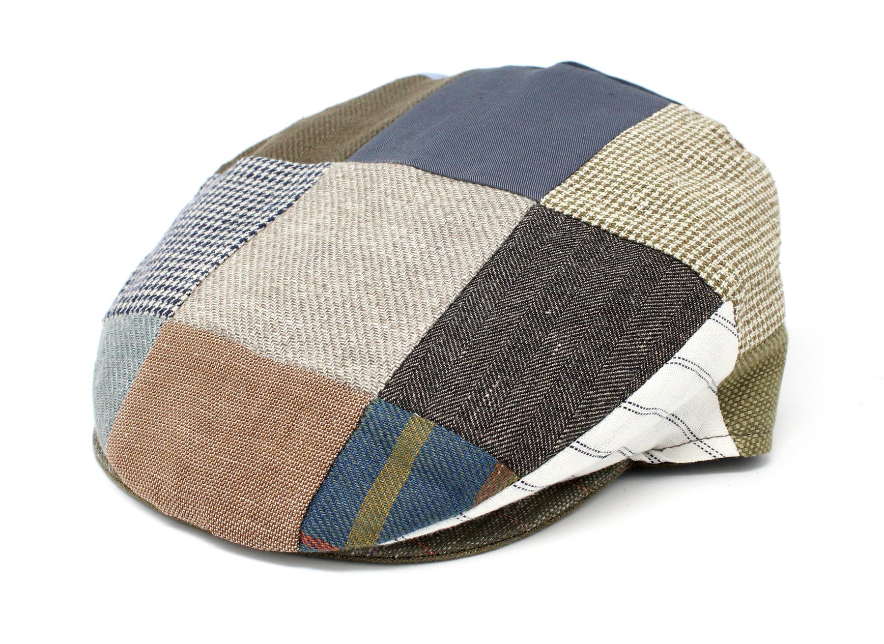 Hanna Hats Vintage Hat for Men's Donegal Patchwork Linen Irish Flat