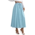thumbnail image 2 of Hvogkswy Womens Midi Skirt, Solid Color Drawstring Elastic High Waist A-Line Skirts Soft Loose Outdoor Activities Ladies Summer Fashion Casual Skirt, 2 of 7