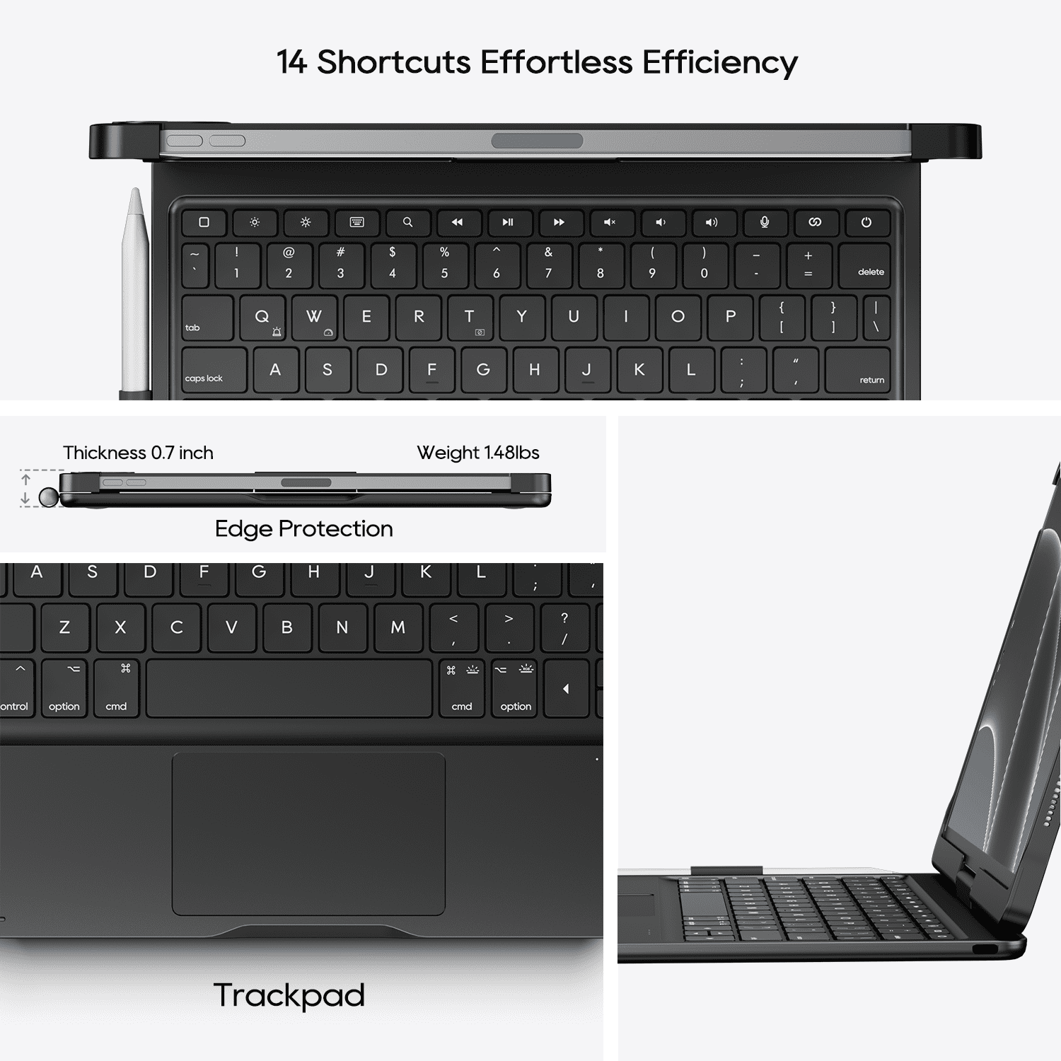 pekarejue Wireless Keyboard Case Compatible with Apple iPad Air 11-inch (M3 M4 M2) & iPad Air 5th 4th & iPad Pro 11-inch (4th-1st Gen): Rotatable Pencil Holder Trackpad Backlit