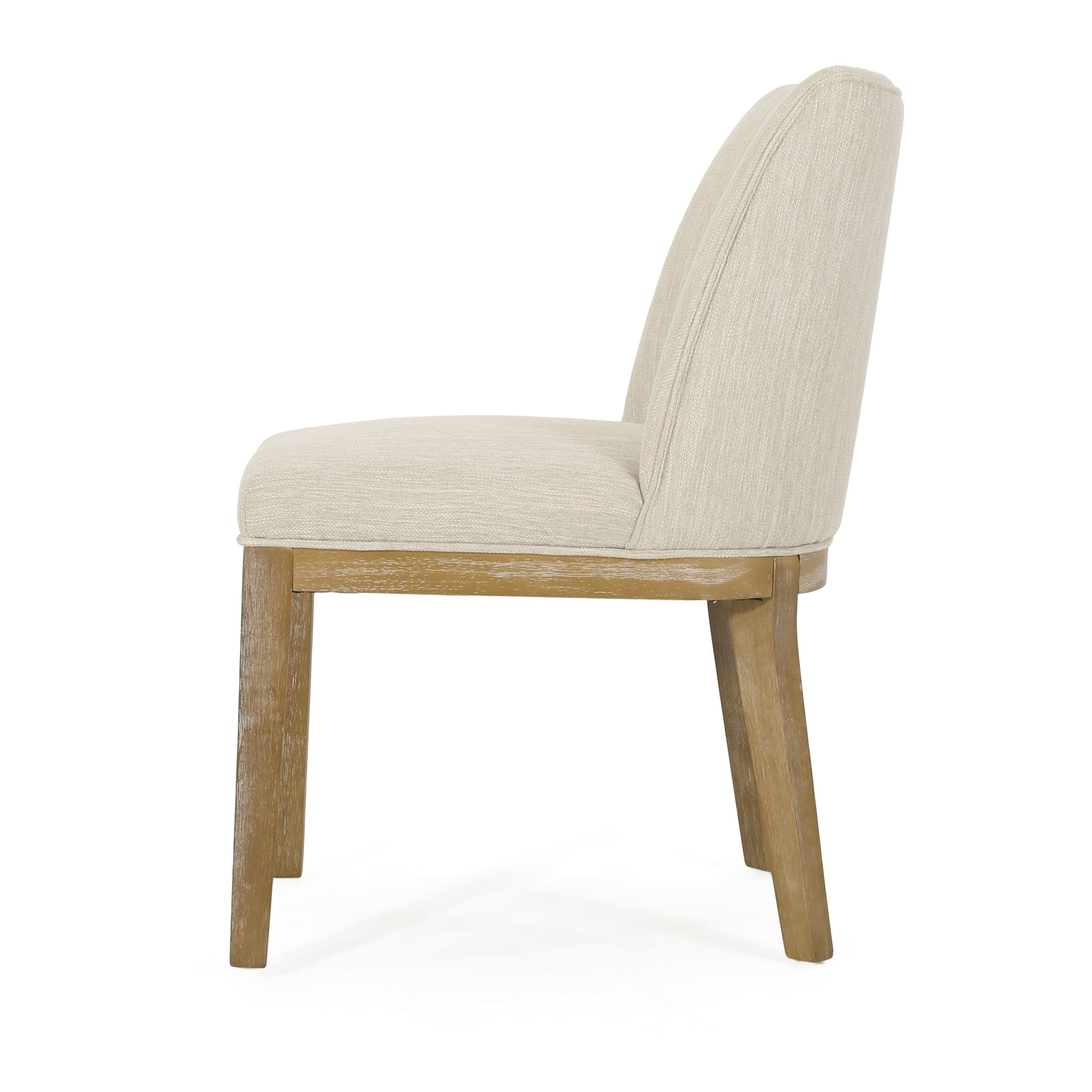 Noble House Elmore Fabric Upholstered Wood Dining Chairs, Set of 2, Beige and Weathered Natural