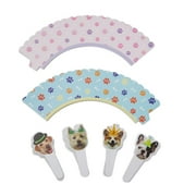 96 Pcs Puppy Cupcake Toppers and Baking Wrappers Cups Liners for Kid's Dog Theme Birthday Party Decorations