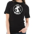 thumbnail image 3 of Oversized Travel the World Graphic Design Printed Short Sleeve Cotton Jersey T-Shirt - Black XL, 3 of 4