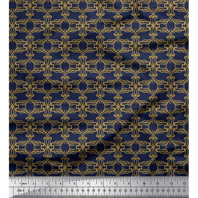 Soimoi Georgette Viscose Fabric Filigree Damask Decor Fabric Printed Yard 42 Inch Wide