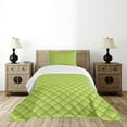 thumbnail image 4 of Ambesonne Green Quilted Bedspread Set 2 Pcs, Japanese Floral Waves, Twin Size, Yellow Green Apple Green, 4 of 5