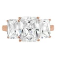 thumbnail image 3 of 4.0 ct Emerald Cut Genuine Cultured Diamond VS1-VS2 J-K 14K Rose Gold Three-Stone Promise Wedding Statement Engagement Designer Ring size 3.5, 3 of 7