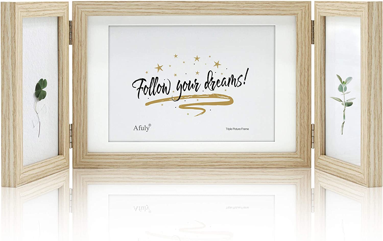 Afuly 3 Picture Frame 4x6 and 5x7 Natural Wood Picture Frames Collage