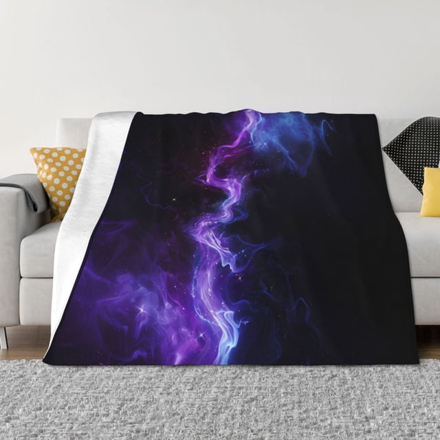 Fotbe Purple And Blue Nebula Manta de Franela con Estampado, Manta Ultrasuave para Cama, Sofá, Auto, Hipoalergénica y Antibolitas-50"x40"