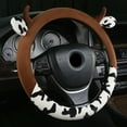 thumbnail image 5 of Wharick Cow Car Steering Wheel Cover with Horns Ears Anti Slip Sweat Absorption Comfortable 15 Inch Universal Women Auto Steering Wheel Protector Car Accessories, 5 of 8