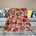 thumbnail image 2 of ONETECH Strawberry Blanket Gifts for Women Girls Mom Kids Adults Teen Birthday Christmas Valentine Present Pink Strawberry Fruit Theme Decor Bedroom Living Room Sofa Couch Soft Cozy Plush, 2 of 6