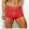 thumbnail image 2 of successthop Mens Underwear Silk Boxer Briefs Cool Mesh Trendy Sport Lightweight Breathable Solid Underpant Red M, 2 of 3