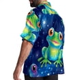 thumbnail image 3 of Starry Sky Frog Men's Casual Poplin Button Down Short Sleeve Shirts for Summer Beach - Unisex, 3 of 6