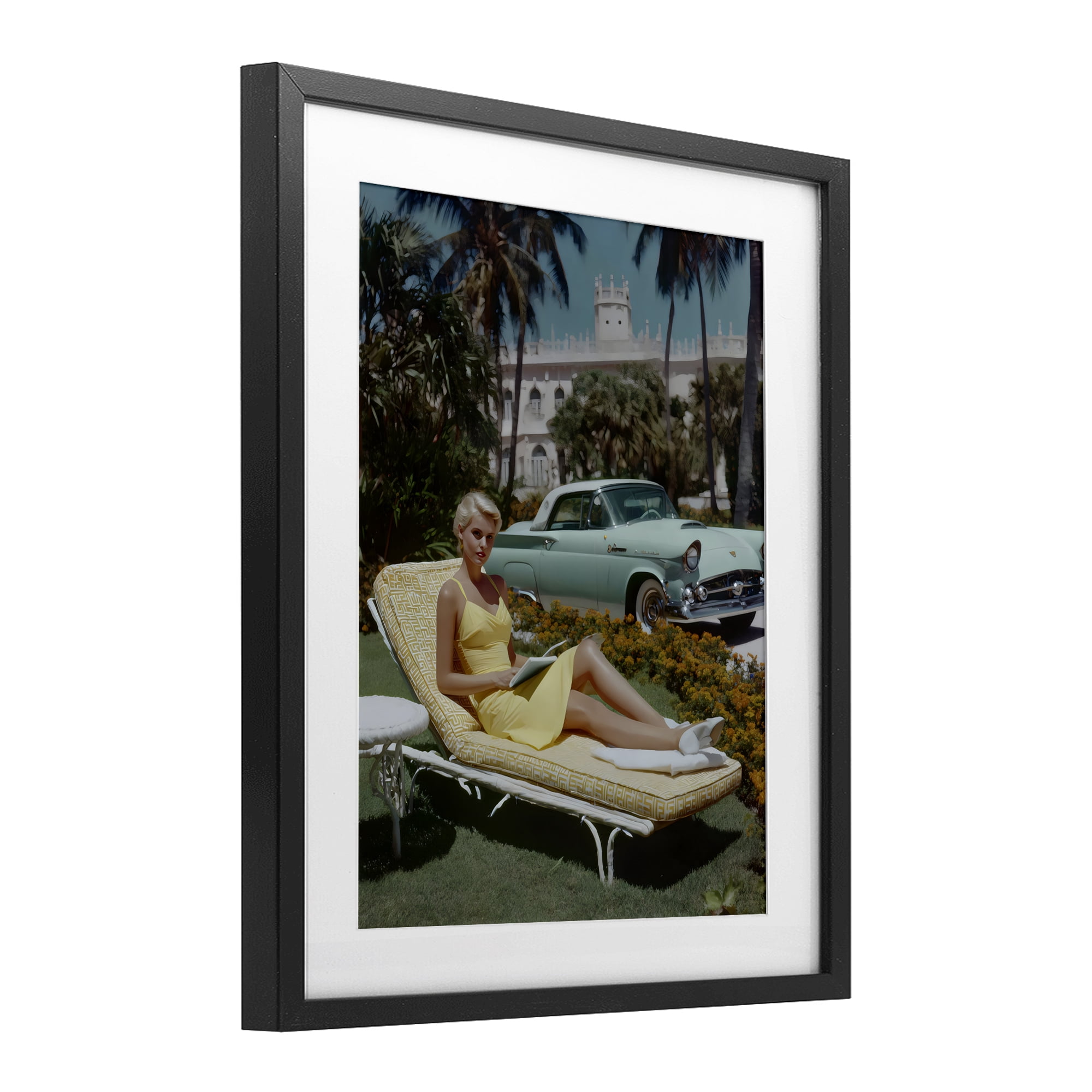 Stupell Industries Vintage Sunbathing Woman Black Framed Print Under Glass, design by Franklyn Gregory