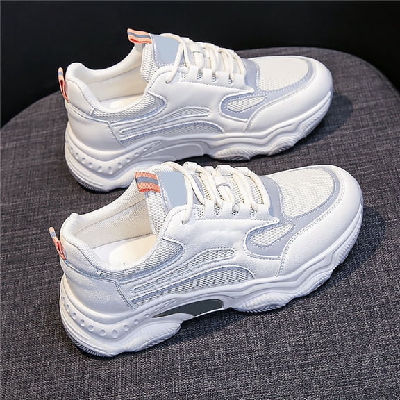 XIMIN Women's Sports Shoes - Breathable Mesh Sneakers for Spring Summer Fall, Lightweight Casual Fashion Walking Shoes (Orange, 5.5)