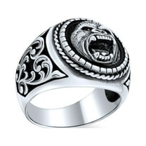 Bling Jewelry Mens Mens Silver Ring Vintage Style King Kong Ape Signet Gorilla Face .925 Sterling