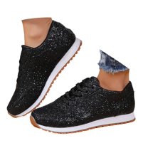 Wovix Women's Glitter Shoes Sparkly Lightweight Metallic Sequins Tennis Shoes Casual Retro Walking Shoes Daily