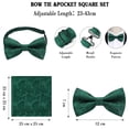 thumbnail image 5 of Paisley Bow Tie for Men Green Pre-Tied Bowtie Pocket Square Cufflinks Set Formal Wedding Party Prom, 5 of 7