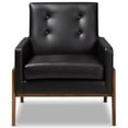 thumbnail image 3 of Baxton Studio Perris Faux Leather Lounge Chair in Black and Walnut, 3 of 9