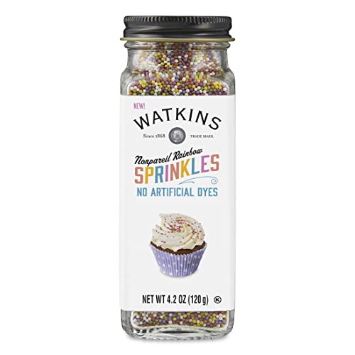 Watkins Gourmet Decorating Sprinkles, Rainbow Nonpareils, 4.2 Oz. Jar
