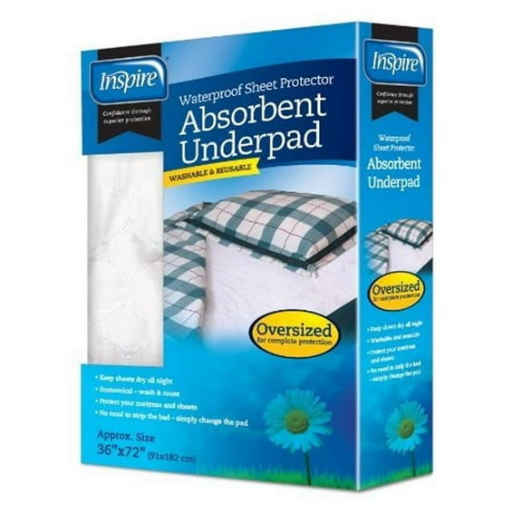 K2 Health Products  Inspire Waterproof Sheet Protector Absorbent Underpad - Oversized - 36 in. x 72 in.