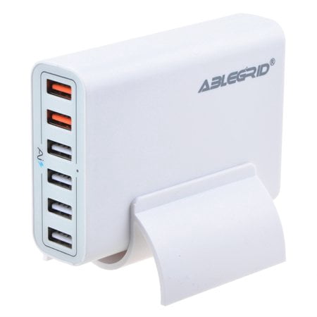 Quick Charge 2.0, ABLEGRID 60W Multi-port USB Charger 6 Ports Intelligent Desktop Charging Station Portable Travel Charger for iPhone iPad and More (The Best Portable Charger For Iphone 6)