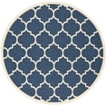 thumbnail image 1 of Safavieh Courtyard Collection Navy Indoor Outdoor Round Rug, 6'7' , Machine Made, Polypropylene, 1 of 1