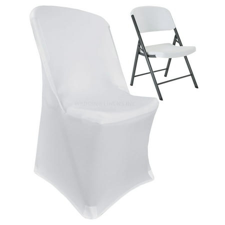 - Wedding Linens Inc. Lifetime Spandex Stretch Fitted Folding Chair Covers Wedding Party Decoration Chair Cover - White