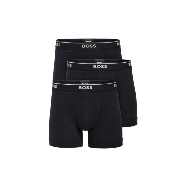 Calzoncillos bóxer BOSS de algodón para hombre, color negro intenso, talla M, paquete de 3