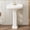 4“ -3 Holes, variant on Vintage Bathroom Pedestal Sink, Retro White Bathroom Sink With Overflow Hole, Freestanding Ceramic Sink With 3 Pre-Drilled Holes for Faucets