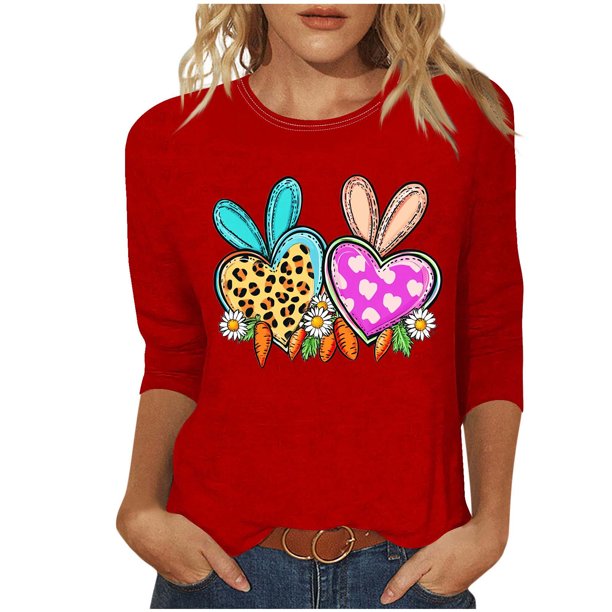 Camisetas Casuales de las Mujeres Impresas 3/4 Manga Cuello Redondo Blusa, Moda Ligera Superior para el Hogar Y el Uso Diario, Cómoda Imitación de la Tela Del Estante