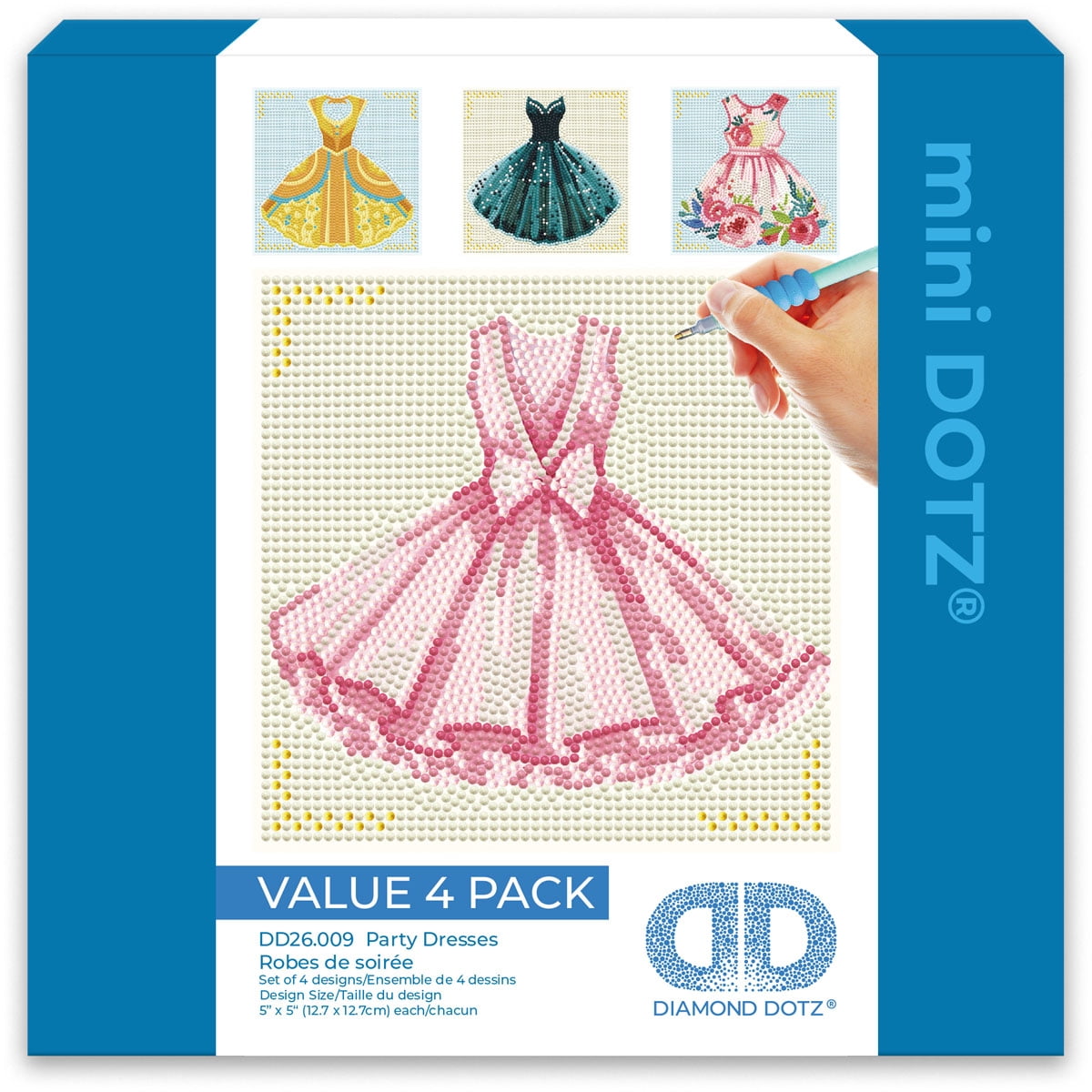 Diamond Dotz Mini Party Dresses Diamond Painting Kits for Adults - Fashion Diamond Art Kits a Relaxing Creative Craft Kit with Dotz Gems 5x5