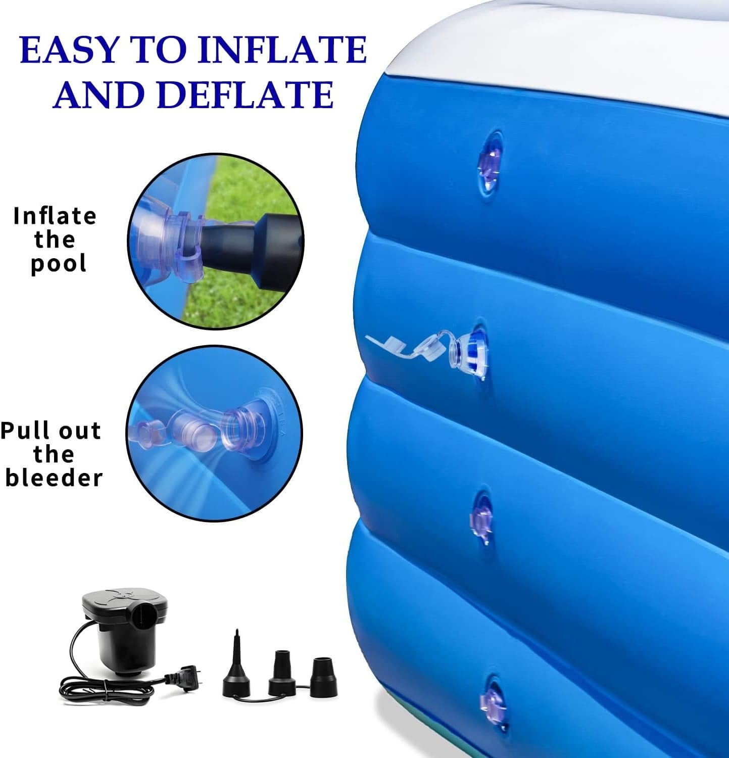 Inflatable Swimming Pool, 79" x 58" x 29" Thickened Family Above Ground Pool for Outdoor, Backyard, Garden, Summer Water Party