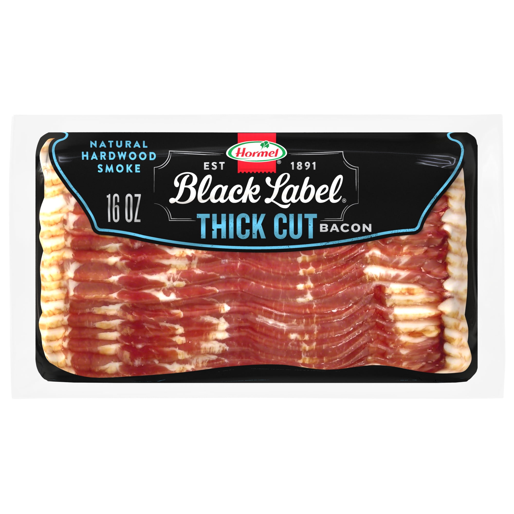 HORMEL BLACK LABEL Thick Cut Bacon, Gluten Free, Keep Refrigerated, 16 oz Plastic Package