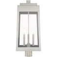 thumbnail image 3 of 10.5 inch 3 Light Brushed Nickel Outdoor Post Top Lantern with Clear Glass Shade backed with Solid Brass material for patio, front porch, entryway and more, 3 of 6