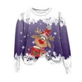 thumbnail image 4 of zaveiop Christmas Sweatshirts for Women Ugly Cute Sweatshirt Elk Print Casual Sweaters Long Sleeve Crewneck Pullover Top (Z3-Purple, L), 4 of 8