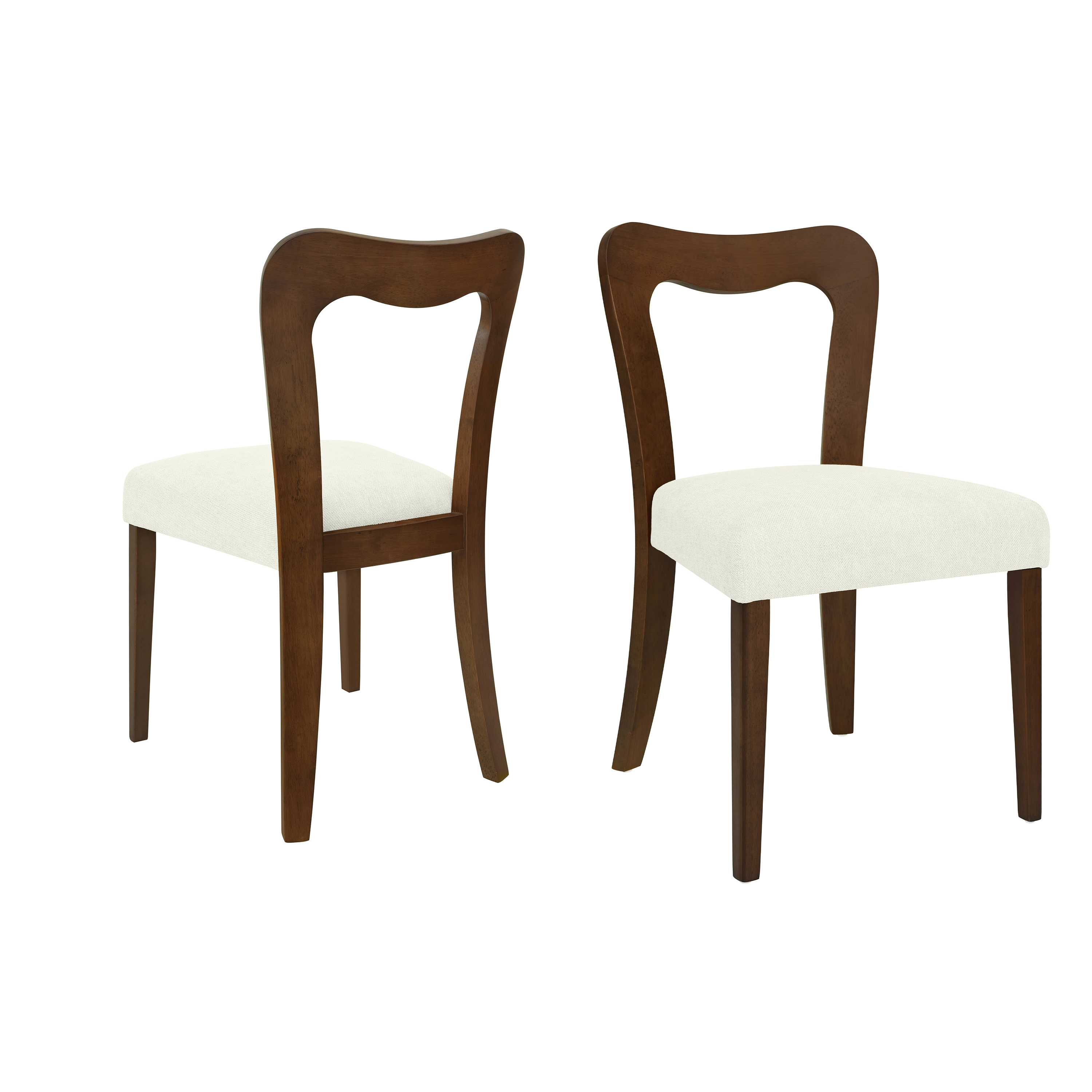 Euroco Mid-Century Dining Chairs Set of 2, Upholstered Kitchen Side Chairs Accent Chairs with Wooden Legs for Living Room,Beige & Walnut