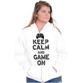 thumbnail image 4 of Vintage Keep Calm Video Game On Nerd Unisex Fleece Graphic Zip Up Hoodie Brisco Brands 5X, 4 of 5