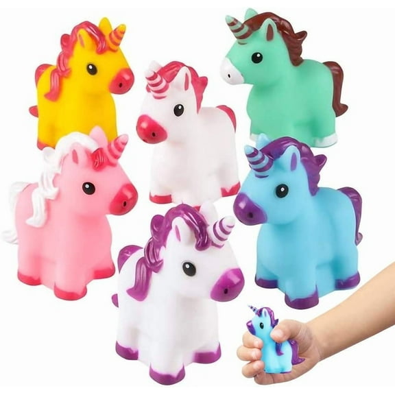 ArtCreativity Unicorn Rubber Toys 12 pack, 2 inch Floating Bath Pool Toys for Kids Ages 3 , Girls Birthday Party Favors, Goodie Bag Fillers