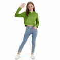 thumbnail image 4 of Sudadera con capucha corta con cremallera y manga larga para niñas, informal, con bolsillos, para niñas de 4 a 12 años, 4 of 8