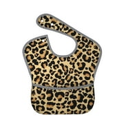 Bingfone Mess-Proof Baby Bib - Waterproof Bib For Baby Boy Or Girl With Food Catcher Pocket, Unisex-Leopard Print