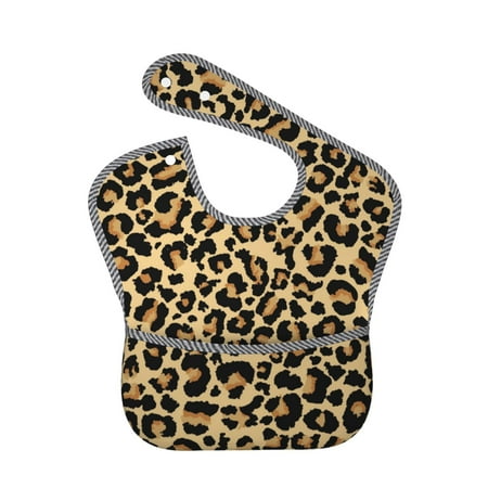 Bingfone Mess-Proof Baby Bib - Waterproof Bib For Baby Boy Or Girl With Food Catcher Pocket, Unisex-Leopard Print