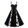 thumbnail image 2 of Fanxing ChristmasDeals Clearance Women Vintage 1950s Retro Dress Spaghetti Strap Swing Cocktail Party Dress Rockabilly A-line Midi Dress Black,XL, 2 of 3