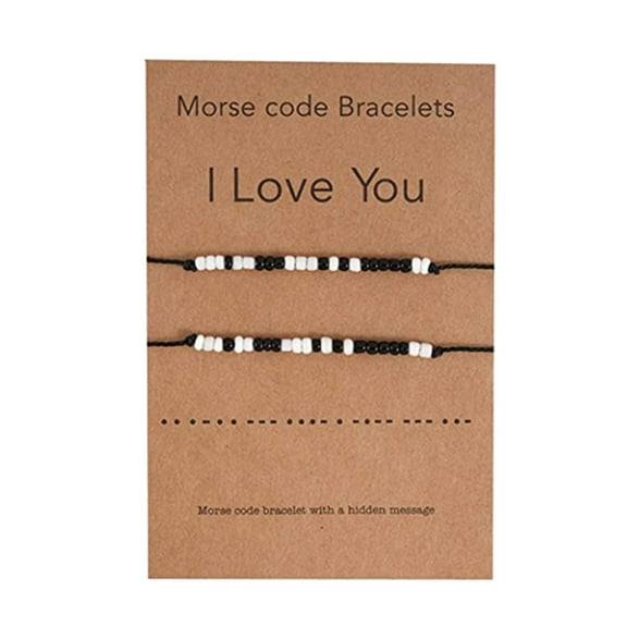 Bracelets Couples Bracelets I Love You Cute Gifts From Girlfriend Relationships Matching Bracelets (Black )