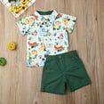 thumbnail image 7 of Hirigin Toddler Baby Boy Summer Outfits12M 18M  2T 3T 4T 5T Clothes Kids Cartoon Animal Print  Short Sleeve Button Down Shirt  Shorts Set, 7 of 7