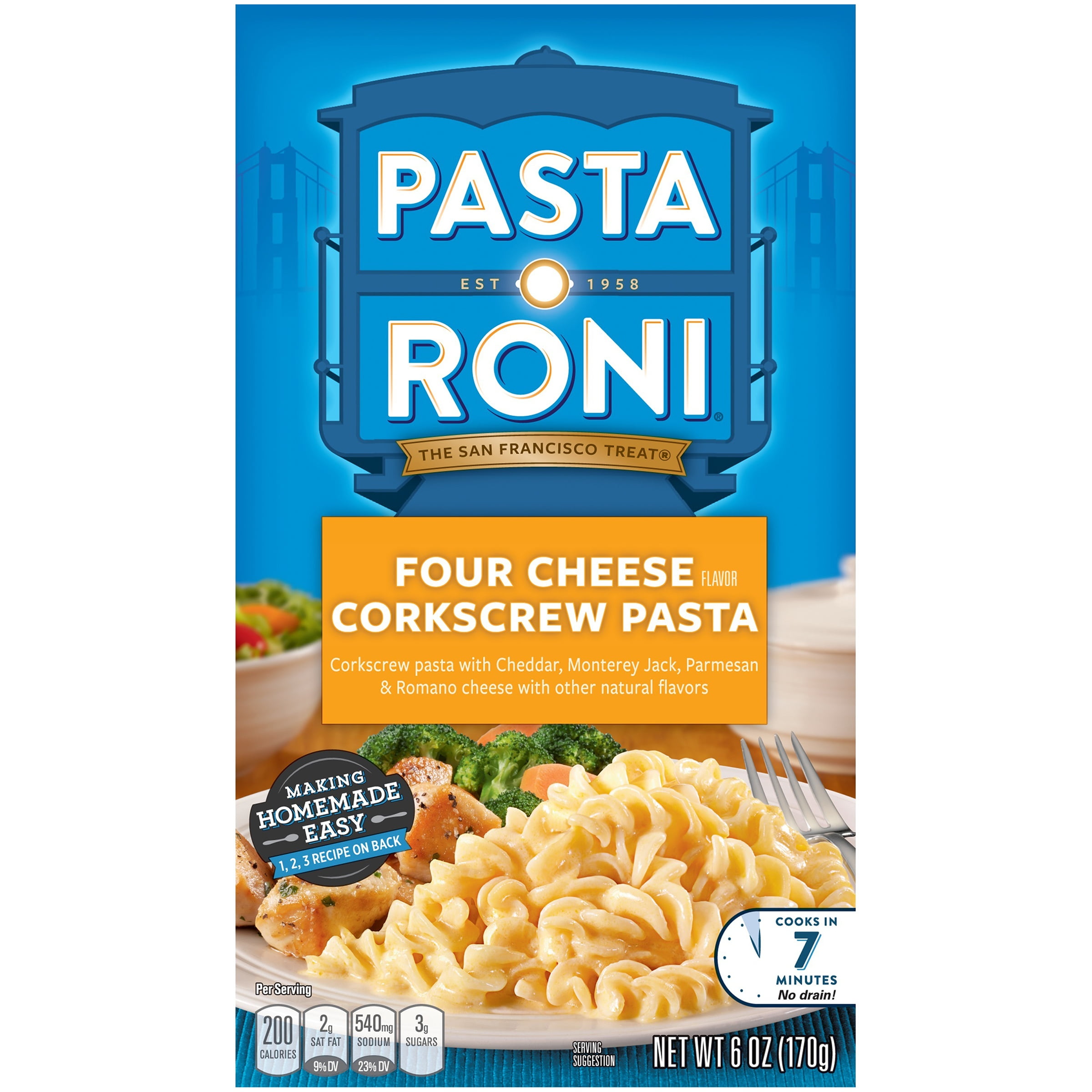 (12 pack) Pasta Roni Four Cheese Corkscrew Pasta, 6oz Box
