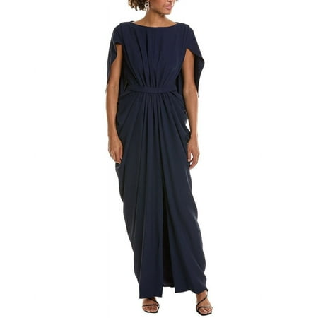 Halston womens Starla Gown, 4, Navy