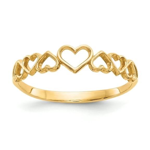 Saris and Things 14K Yellow Gold Hearts Ring, Size 7