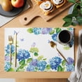 thumbnail image 2 of Blue Hydrangea Placemats Set of 4, Farmhouse Butterfly Spring Floral Placemats for Dining Table, Place Mats for Kitchen Tabletop, Waterproof Wipeable Dining Table Mats Set, 2 of 9
