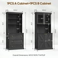 thumbnail image 2 of 71" Tall Kitchen Pantry Cabinet Set of 3 With Adjustable Shelve,Coffee Bar Hutch with Microwave Stand for Dining Room,Living Room,Black, 2 of 11